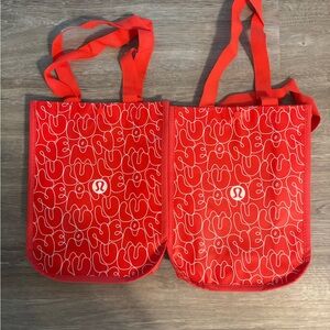 lululemon Spring 2025 Red Shopping Tote Bags RARE Bubble Font reusable